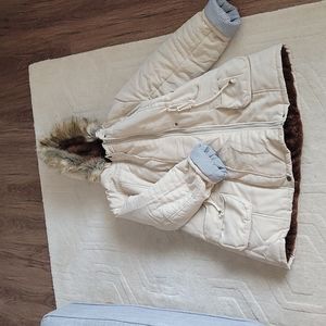Maternity Winter Coat - Cream Pregnancy Coat